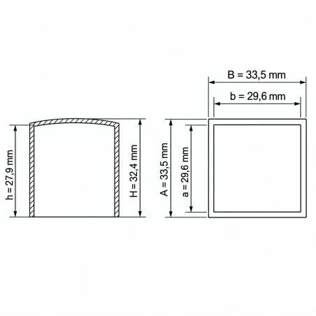 Quadratische Außenkappe flach 29,6x29,6 mm Endkappe EMFA GmbH