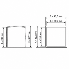 Quadratische Außenkappe flach 39,7x39,7 mm Schwarz