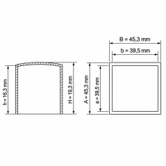Quadratische Außenkappe flach 39,5x39,5 mm Schwarz