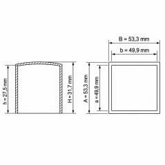 Quadratische Außenkappe flach 49,9x49,9 mm Schwarz