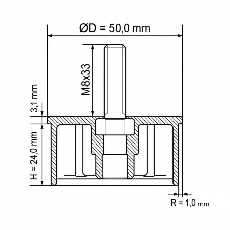 Einschlagstopfen mit Gewindebolzen für Rundrohr 50 mm M8x33 Rohreinsatz EMFA GmbH
