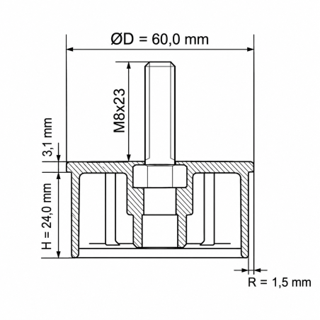 Einschlagstopfen mit Gewindebolzen für Rundrohr 60 mm M8x23 Rohreinsatz EMFA GmbH