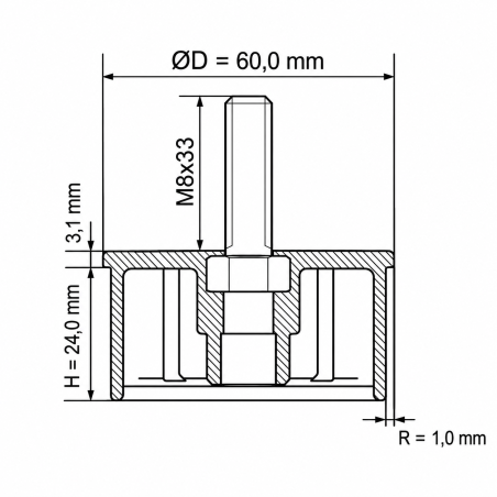 Einschlagstopfen mit Gewindebolzen für Rundrohr 60 mm M8x33 Rohreinsatz EMFA GmbH